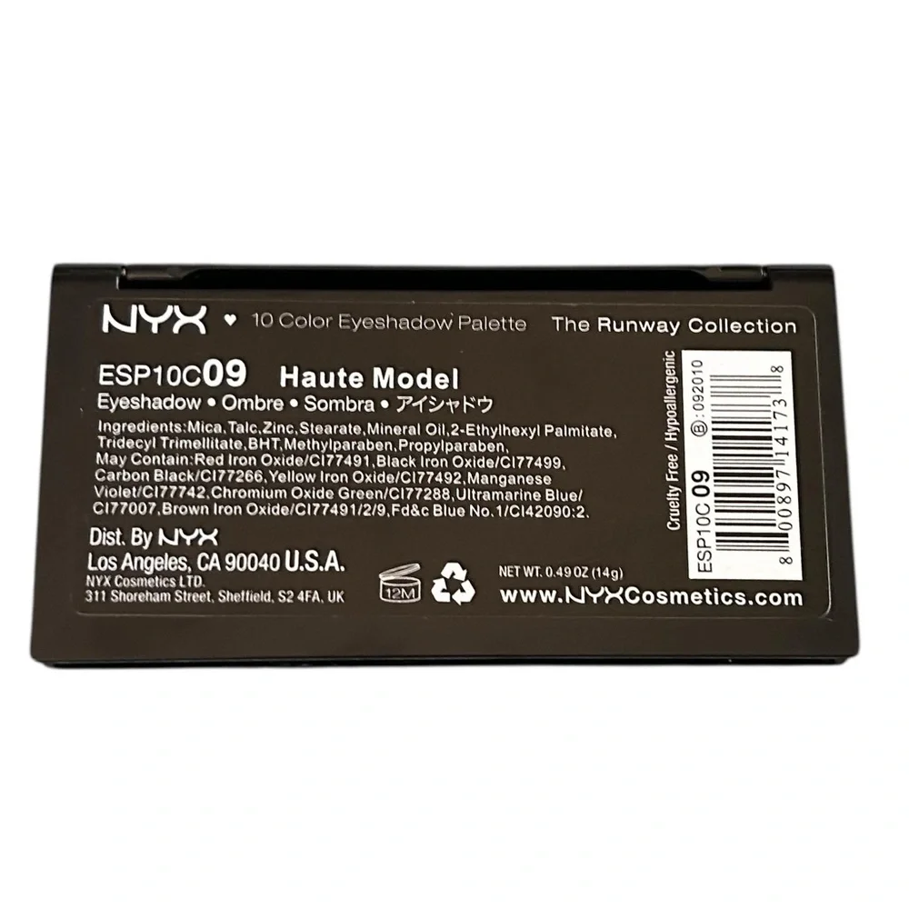 NYX Runway Collection 10 Color Eyeshadow Palette 09 Haute Model Discontinued NWT